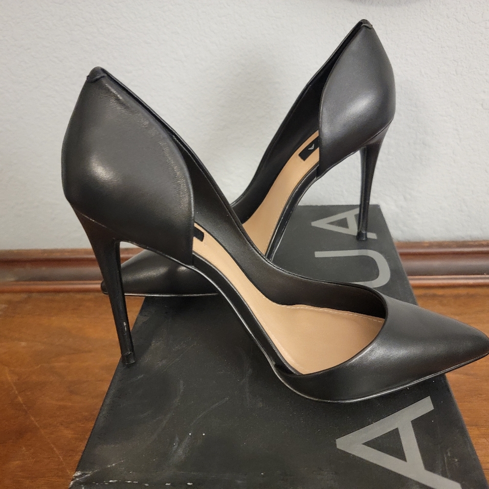 Black Leather Aqua Heels Size 10